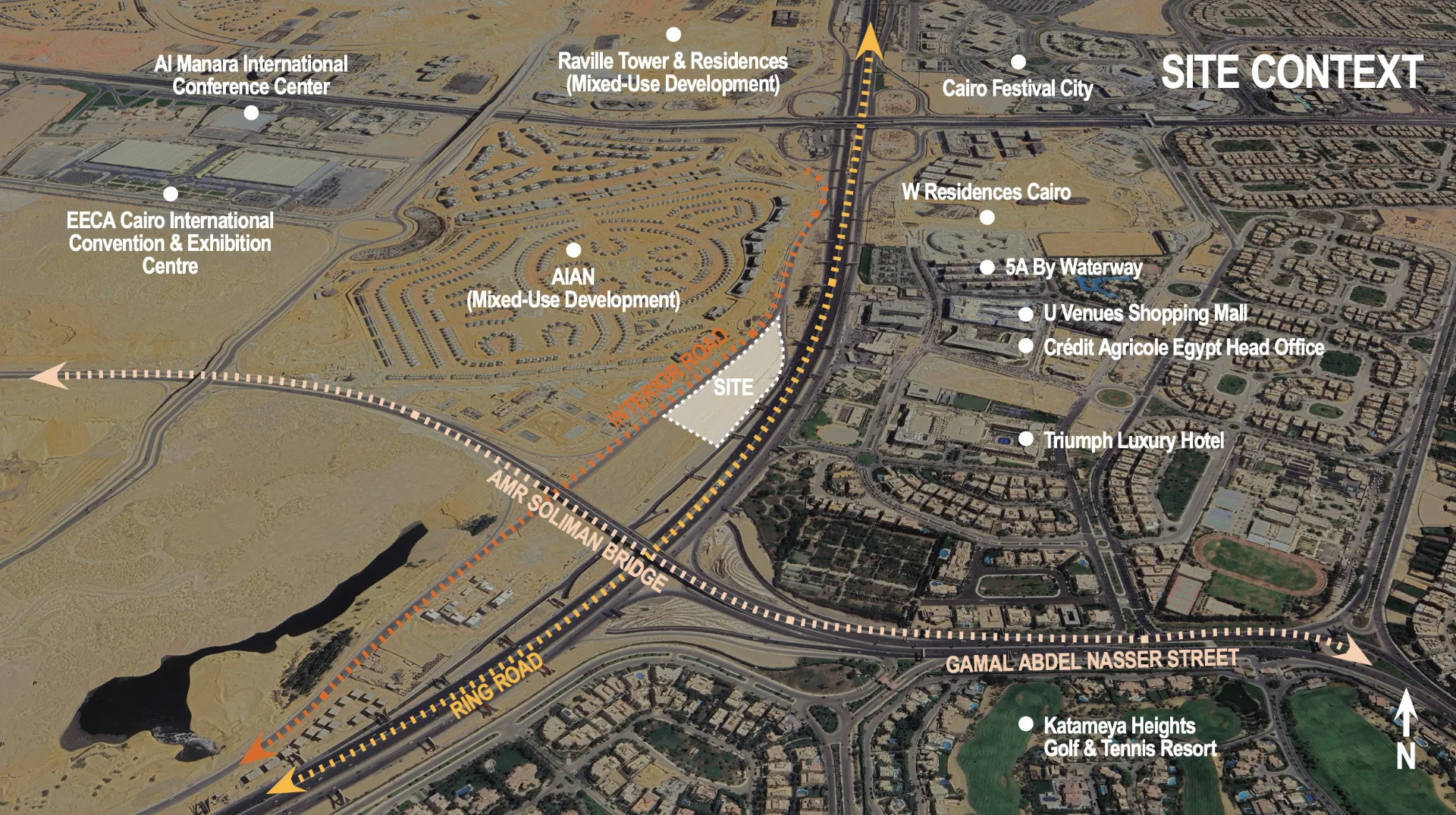 Site context — Ring Road and Gamal Abdel Nasser Street frontage in New Cairo